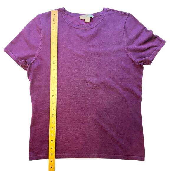 Pendleton Silk Blend Knit Tee Shirt Women's XS Blue & Purple Short Sleeve - Picture 7 of 10